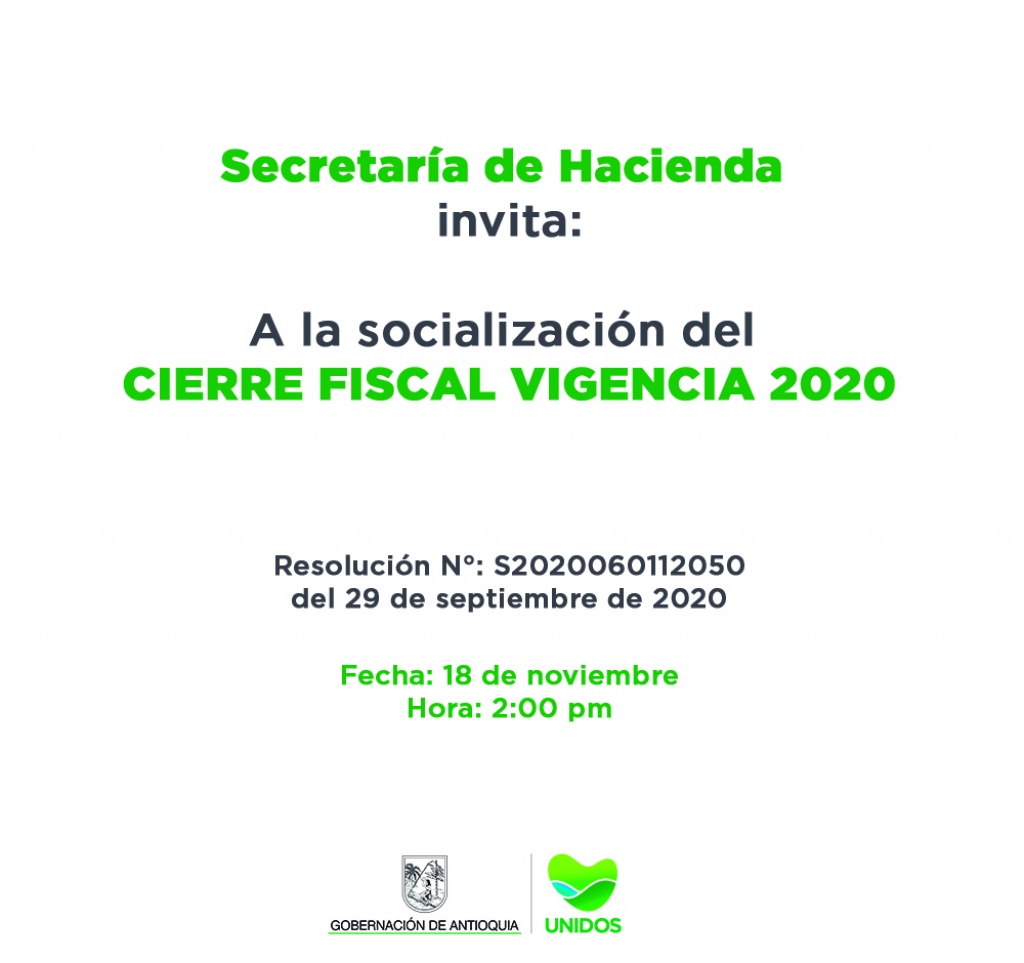 Invitación a la socialización del Cierre Fiscal Vigencia 2020 -Enlaces y supervisores