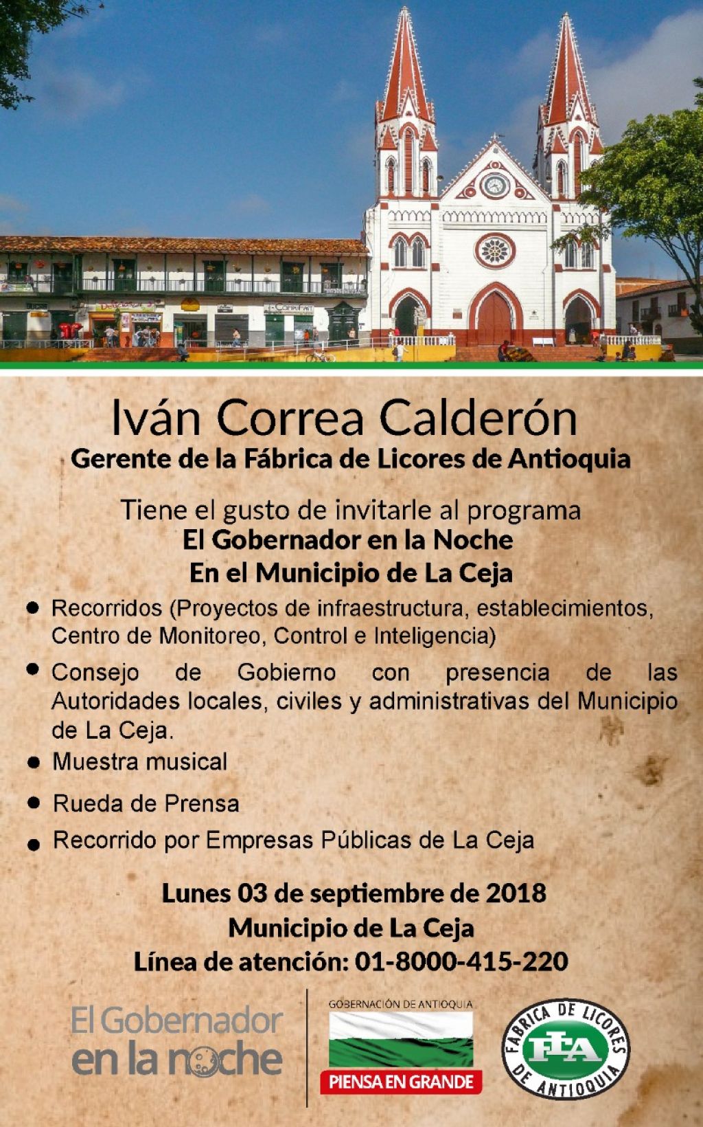 La FLA hará presencia en el municipio de La Ceja del Tambo con “El Gobernador en la Noche”