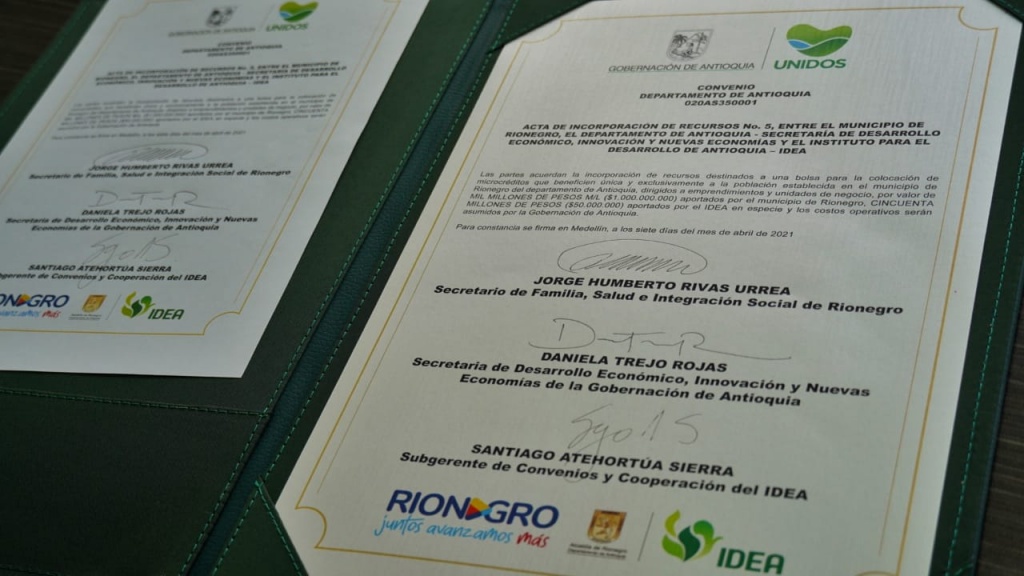 La Gobernación de Antioquia, el IDEA y el Municipio de Rionegro se unen para apoyar con crédito a microempresarios