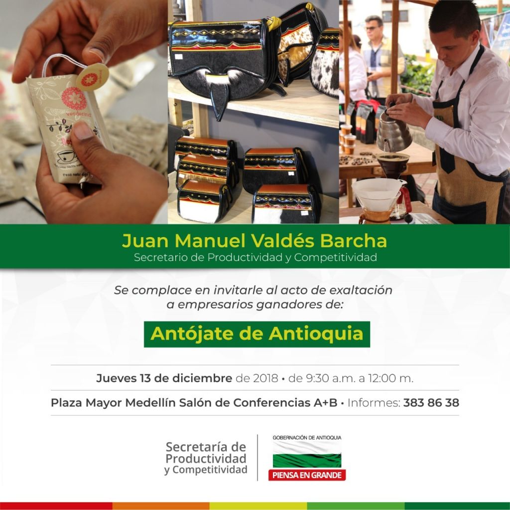 Acto de entrega de incentivos a los ganadores de la convocatoria Antójate de Antioquia y rendición de cuentas 2018