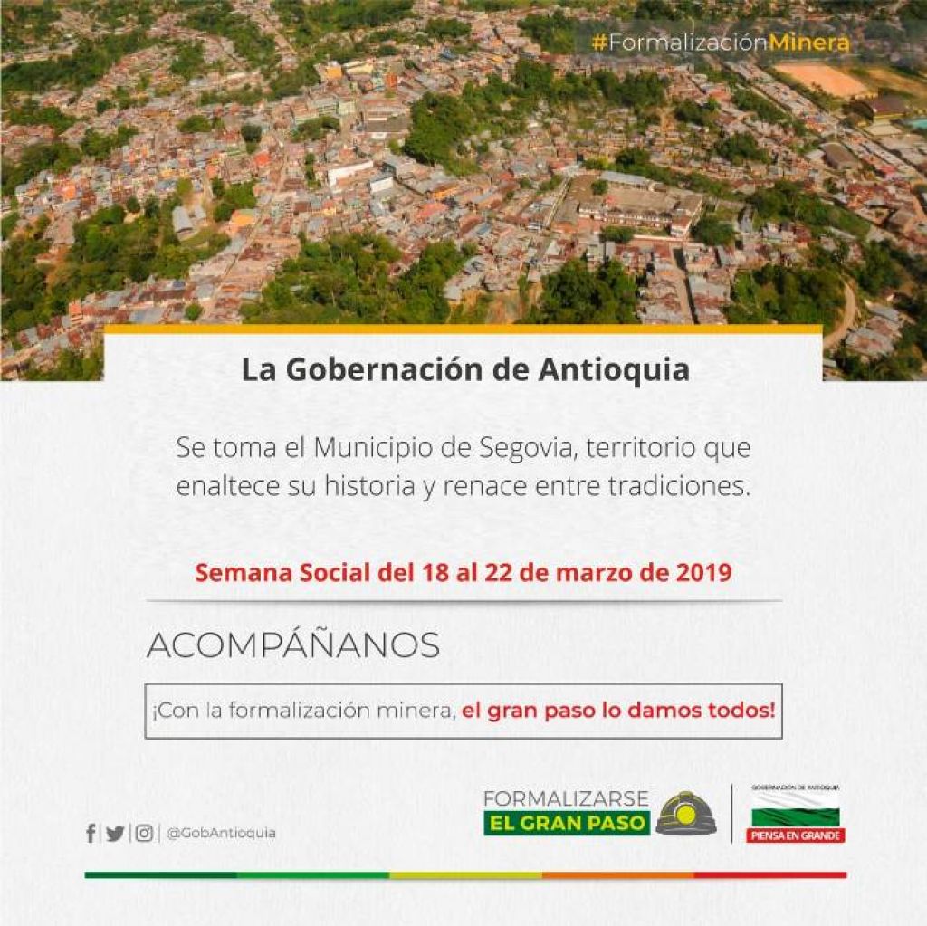 La Administración Departamental se toma al municipio de Segovia con la Semana Social de la Minería