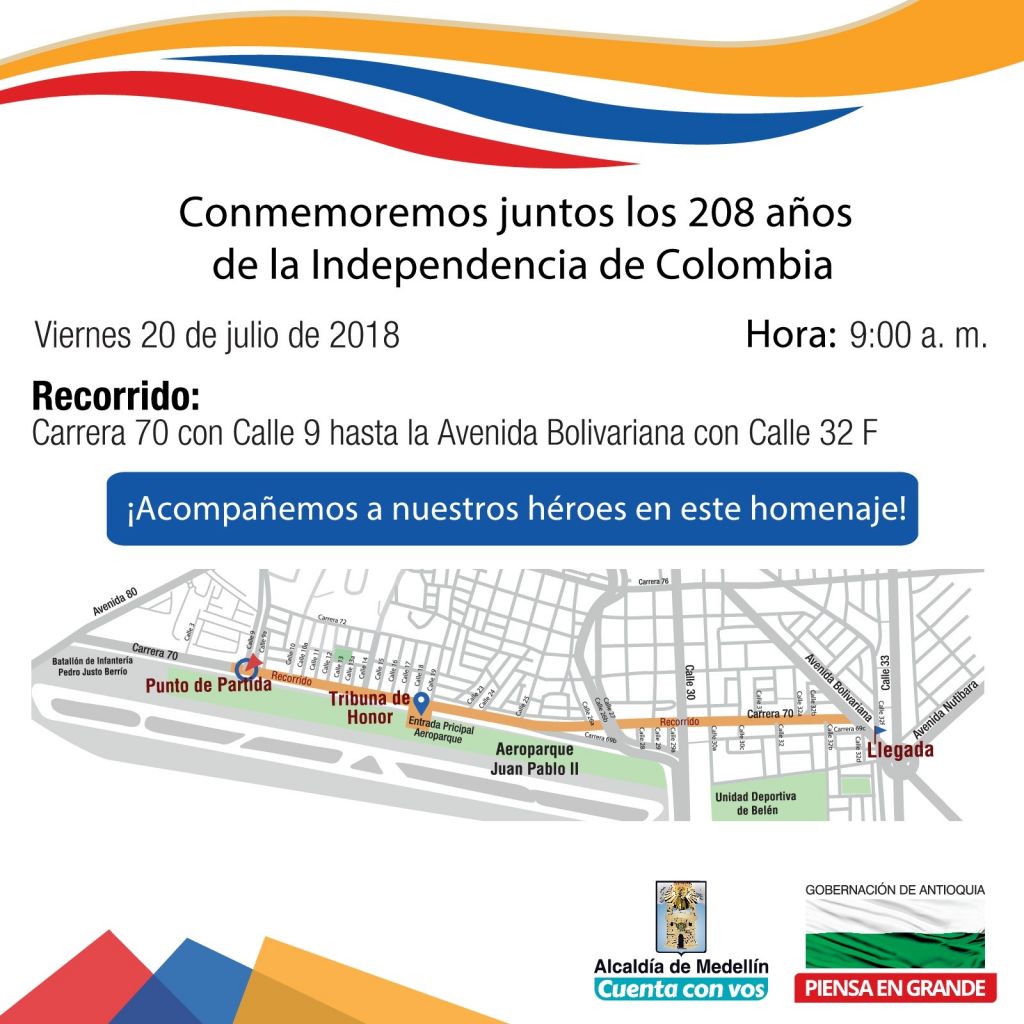 Invitación desfile del 20 de Julio en Medellín
