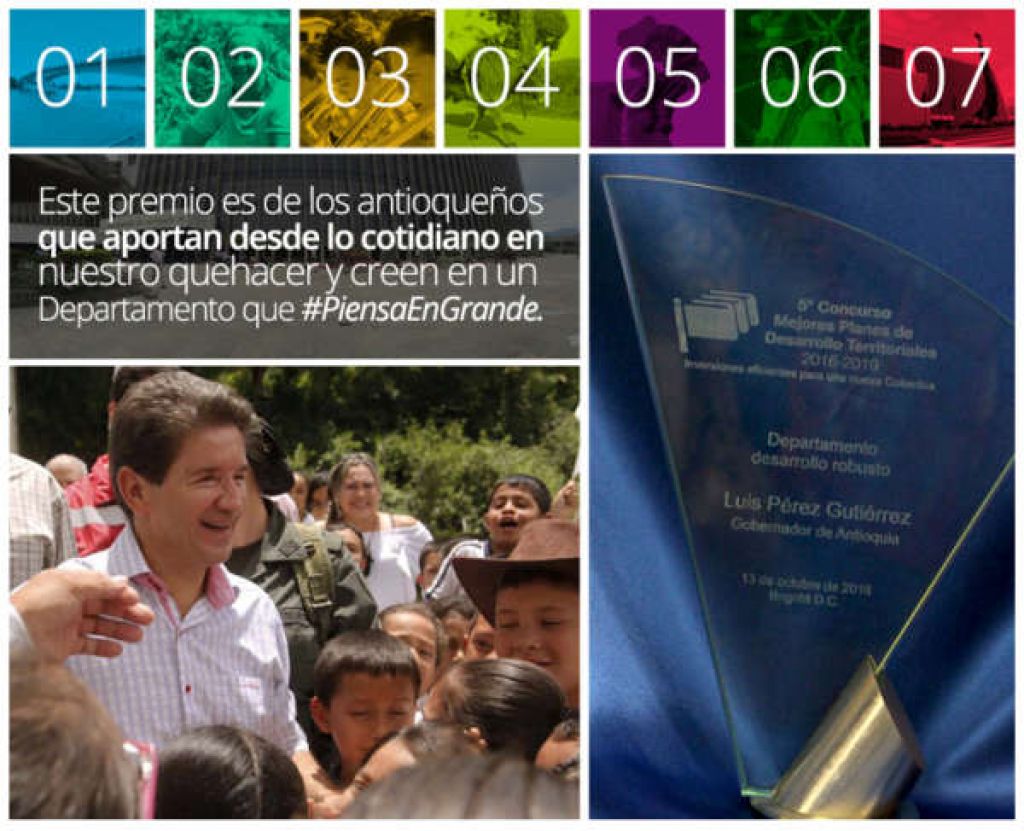Antioquia ganó el quinto concurso al mejor Plan de Desarrollo Territorial de Colombia