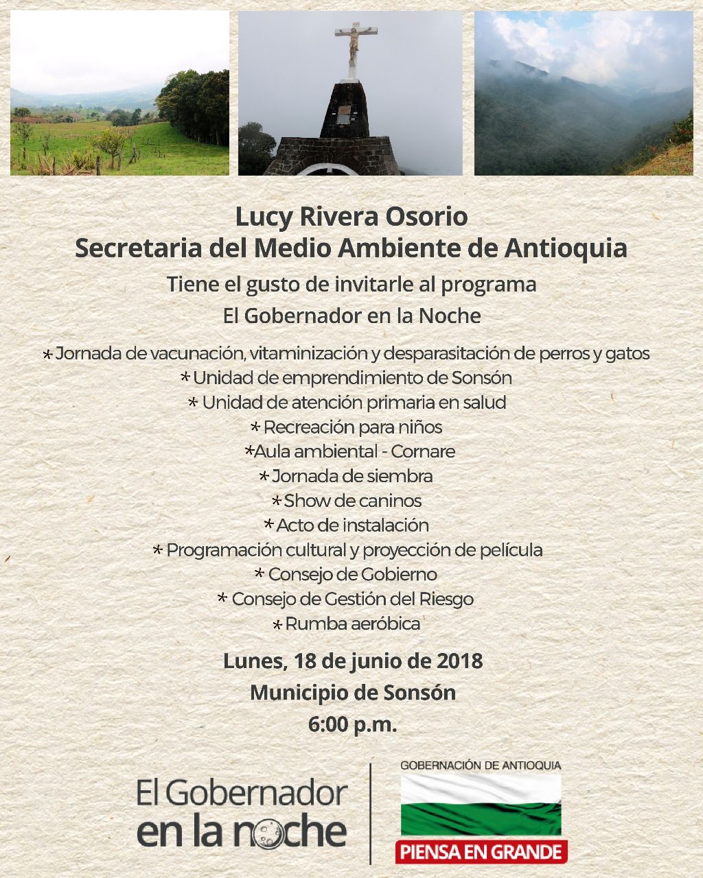 Secretaría del Medio Ambiente de Antioquia invita al programa Gobernador en la Noche