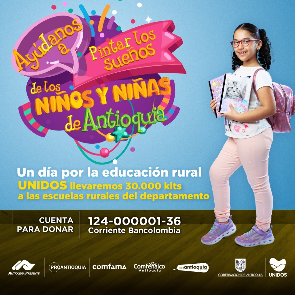 La campaña Un Día por la Educación Rural sumará esfuerzos para llegar a los lugares más apartados de Antioquia