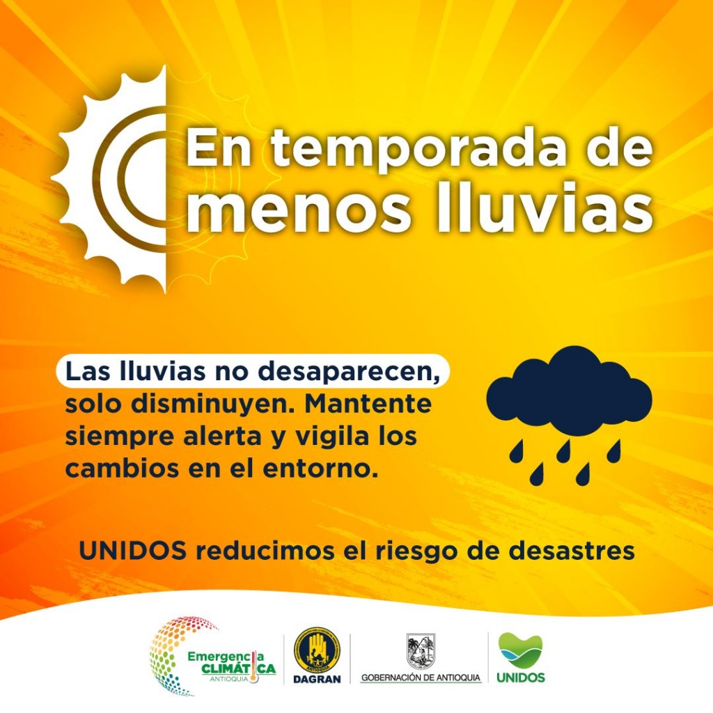 Dagran emite recomendaciones durante los días secos o de menos lluvias en Antioquia
