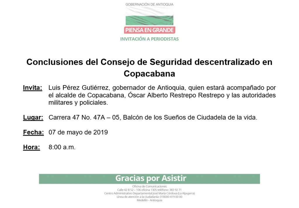 Conclusiones del Consejo de Seguridad descentralizado en Copacabana, martes 07 mayo de 2019