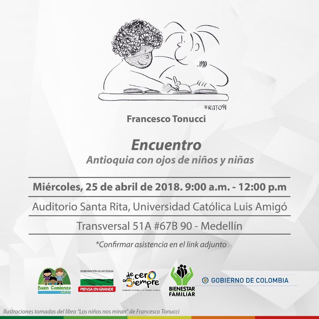 Profesor Francesco Tonucci invita a: Encuentro Antioquia con ojos de niños y niñas