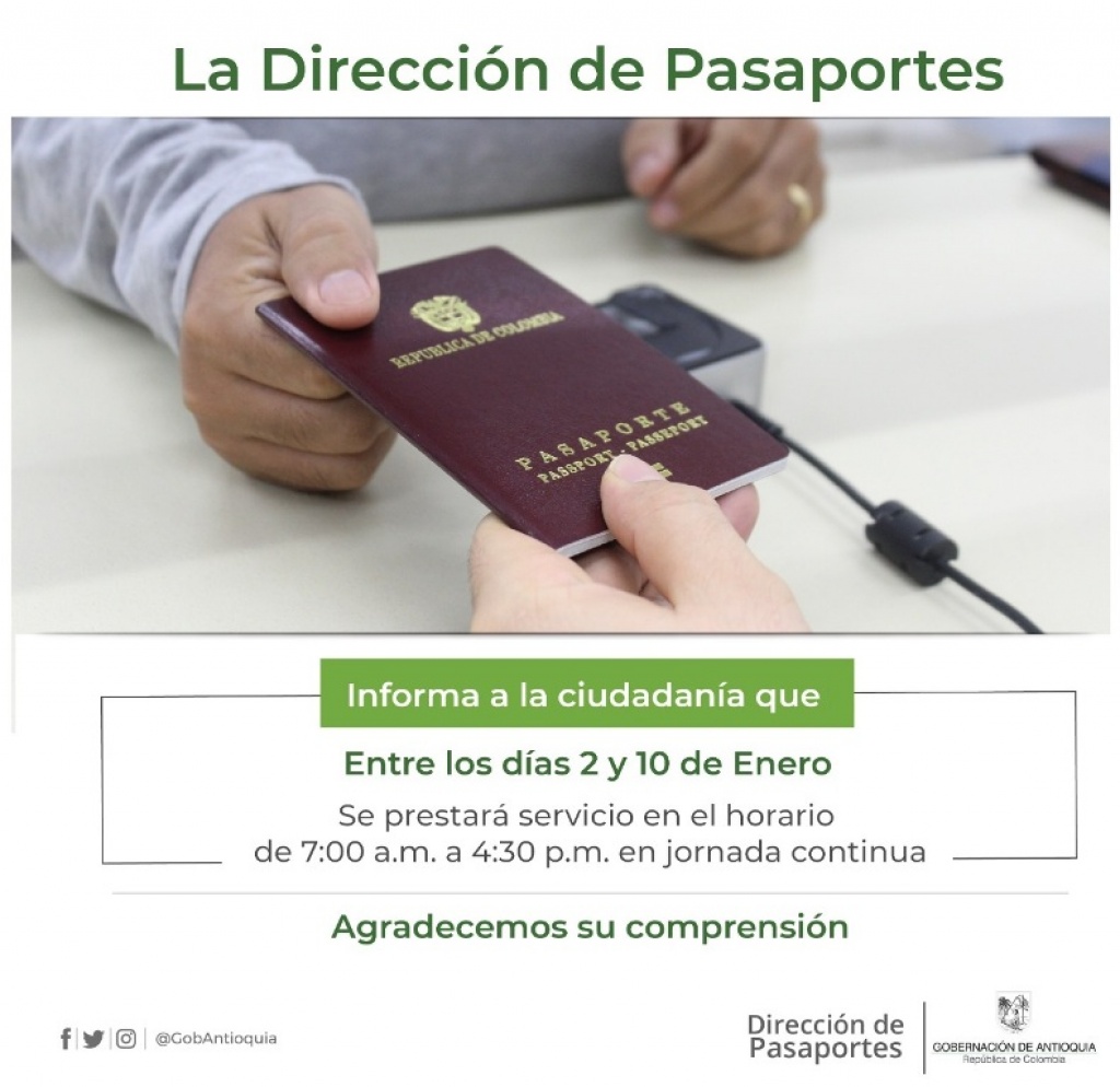 La Dirección de Pasaportes informa su horario de atención entre los días 2 y 10 de enero de 2020