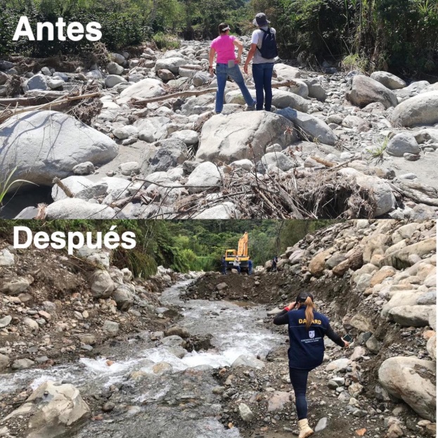 Con maquinaria amarilla el Dapard interviene tres ríos en Ciudad Bolívar y Betania para mitigar el riesgo por avenida torrencial