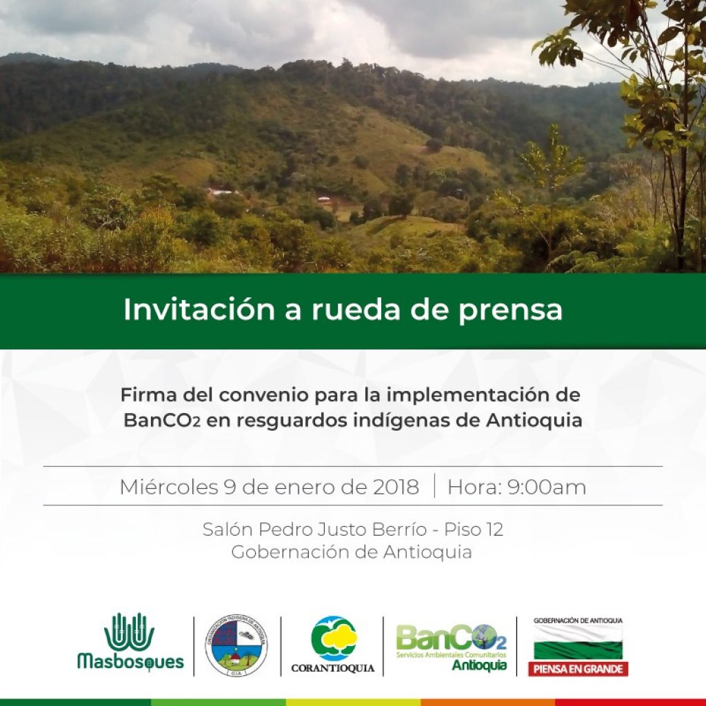 Invitación a rueda de prensa: Firma del convenio para la implementación de BanCO2 en resguardos indígenas
