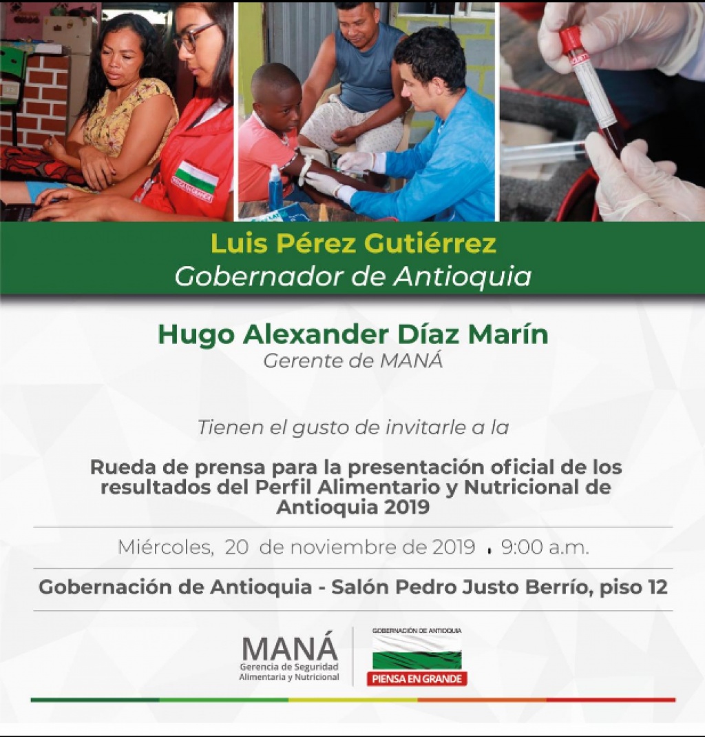 Invitación para periodistas, rueda de prensa Gerencia MANÁ. 20 de noviembre de 2019