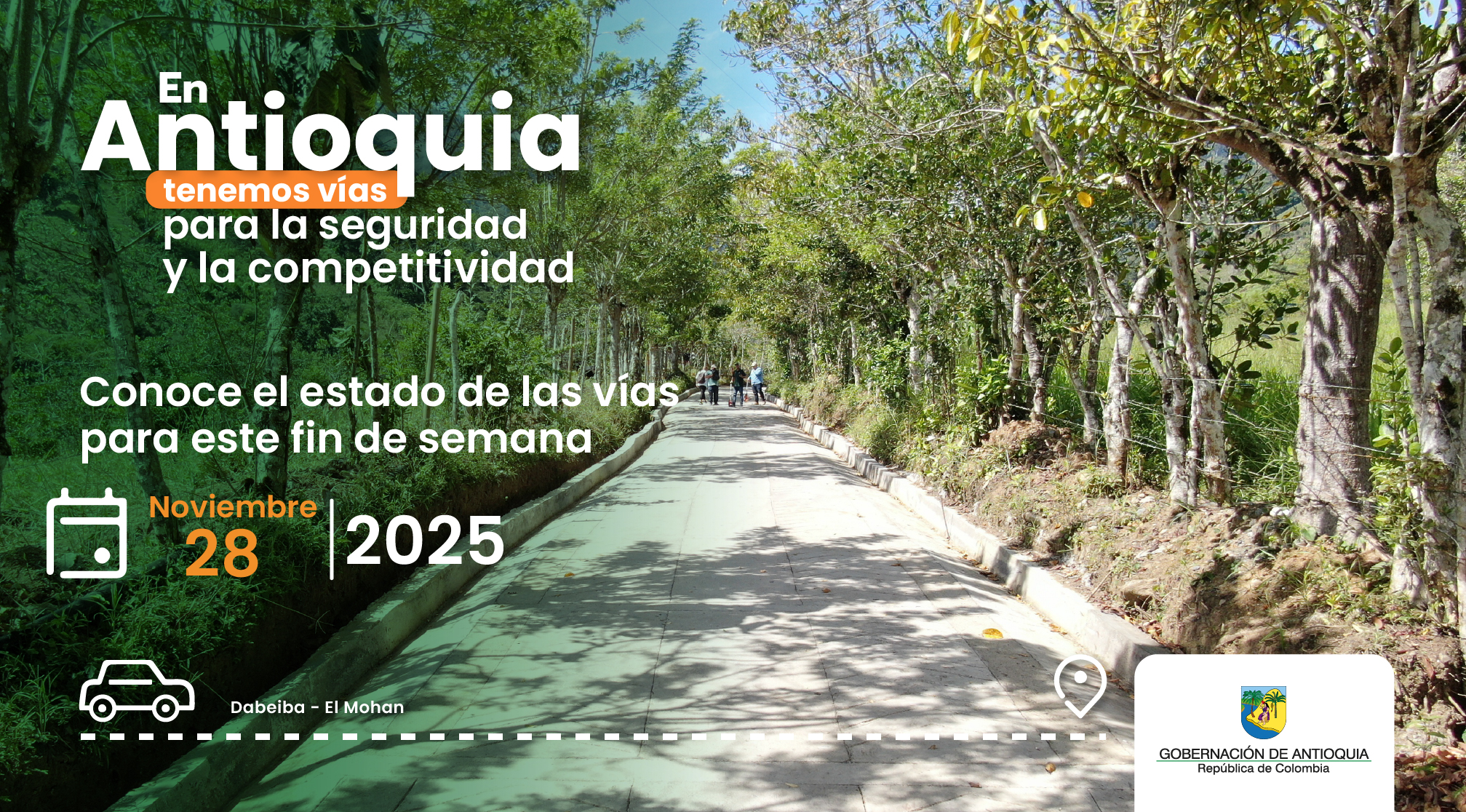 Estado de las vías en Antioquia para este fin de semana