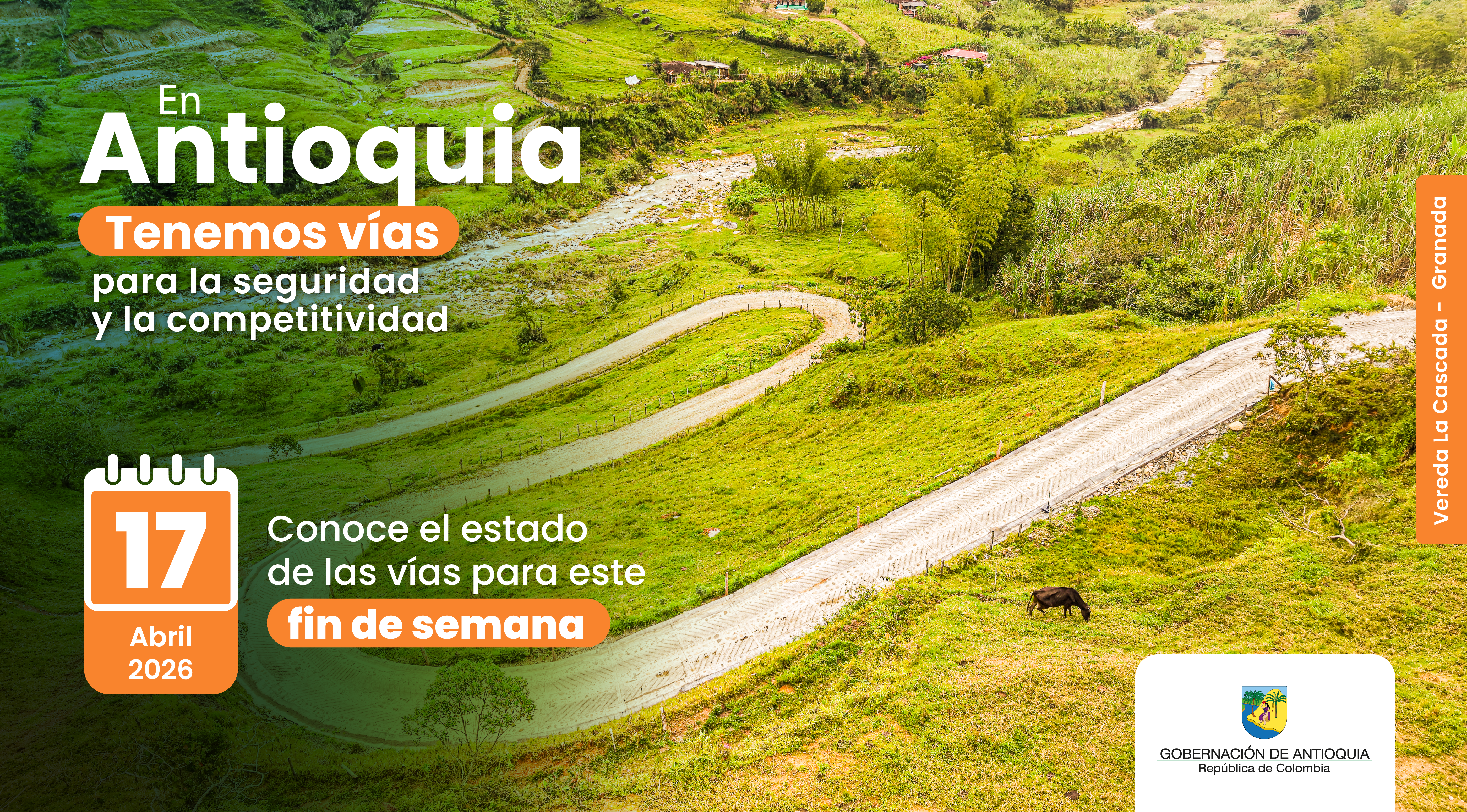 Estado de las vías en Antioquia para este fin de semana