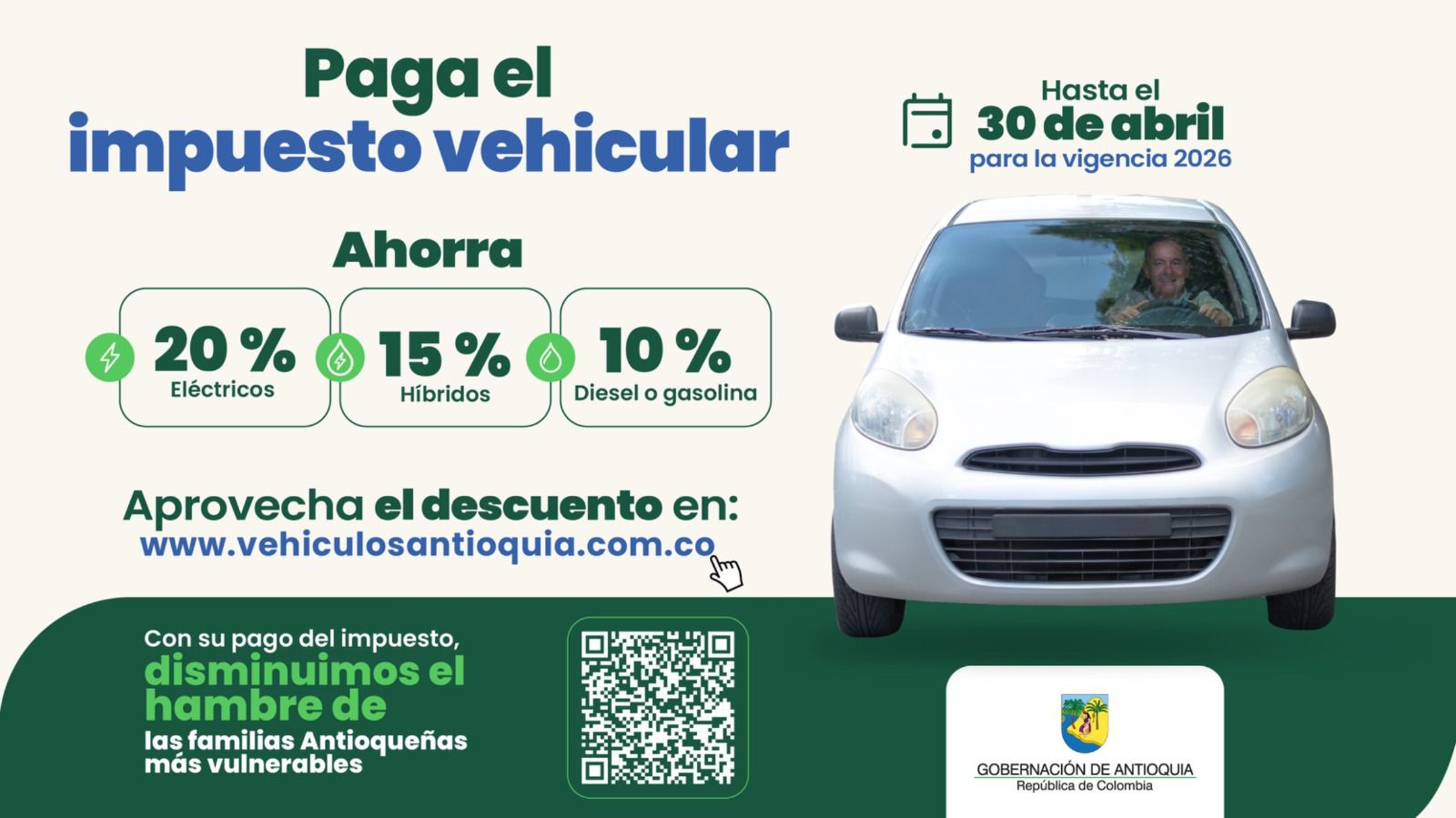 Últimos días para pagar el impuesto vehicular con descuento en Antioquia