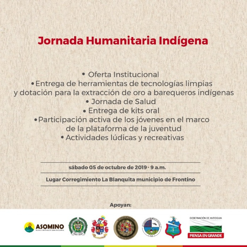Este sábado, Jornada Humanitaria Indígena en el municipio de Frontino