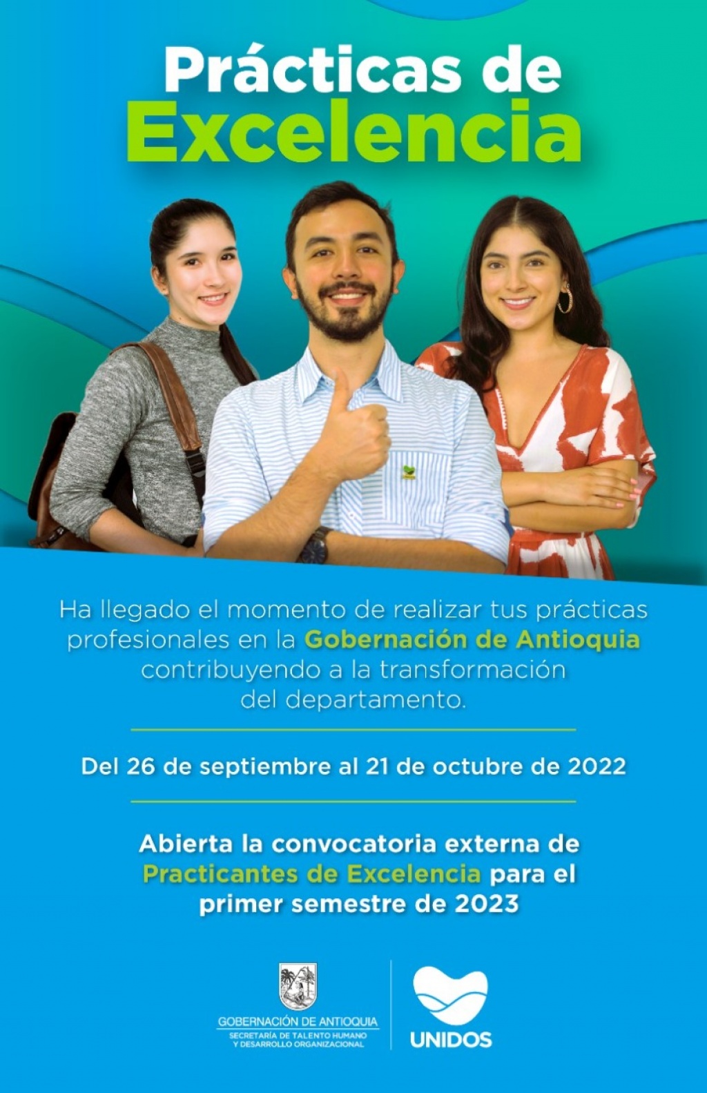 La Gobernación de Antioquia brinda la oportunidad a 220 estudiantes para realizar sus prácticas profesionales en 2023