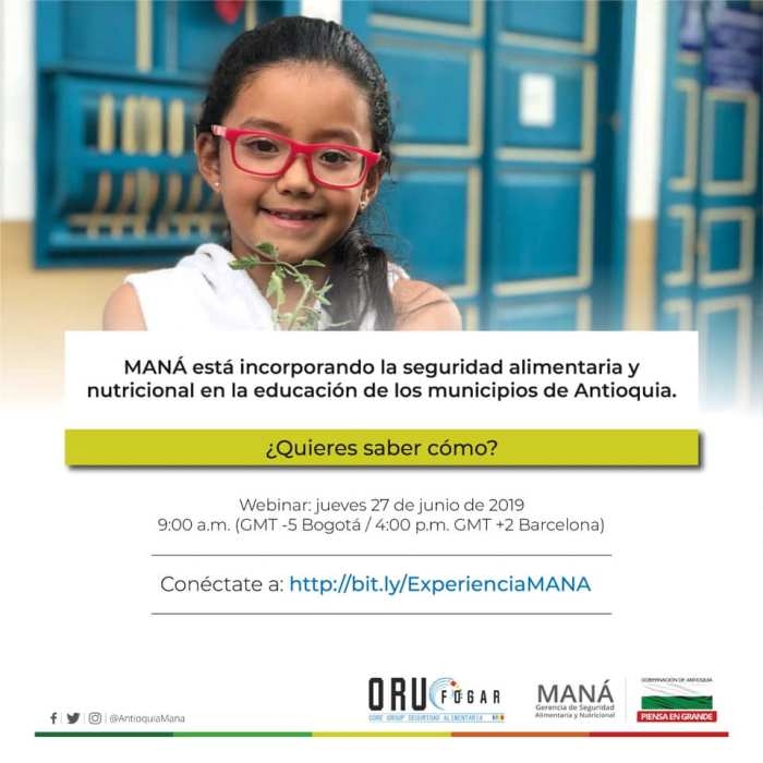Conéctate al Webinar en el que participaremos este 27 junio y conocerás nuestra experiencia en pro de la seguridad alimentaria y nutricional del departamento de Antioquia