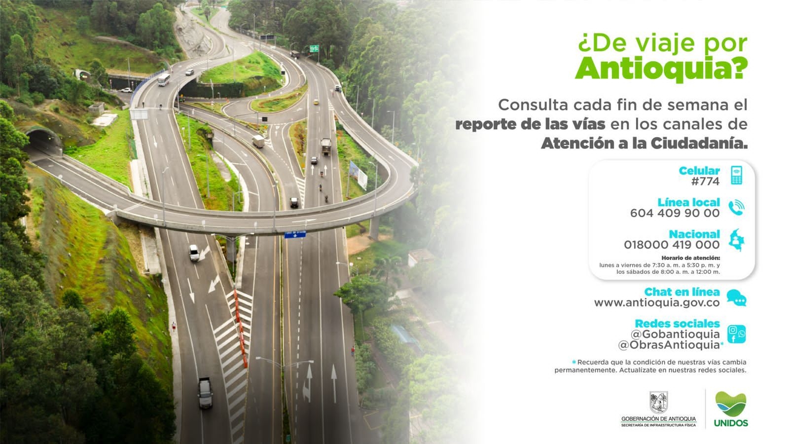 Habilitados todas las vías departamentales para el disfrute de los viajeros durante este puente festivo